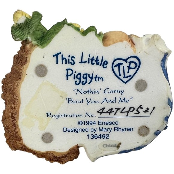 Enesco This Little Piggy Figurine Nothin Corny Bout You And Me 1994 TLP Crow Pig - Picture 9 of 9